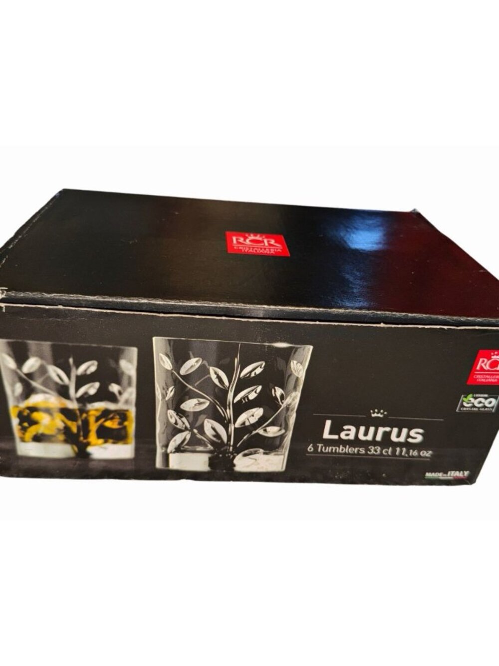 Laurus Six Crystal Tumblers Made in Italy